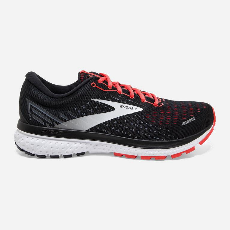 Brooks Ghost 13 Australia - Women's Road Running Shoes - Black/Ebony/grey Charcoal/Coral (973086-BNO